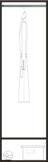 Estrecho: Estanterías y 2 cajones